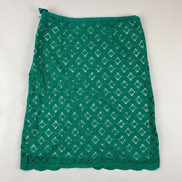 Max Studio Womens Skirt Lace Lined Green Side Zip 2 - Picture 4 of 6